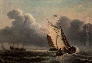 Navires Dans La Tempete by Johannes Christiaan Schotel
