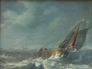 Fishing Boat In A Rough Sea by Johannes Christiaan Schotel