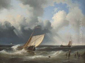 Segler Auf Sturmischer See by Johannes Christiaan Schotel