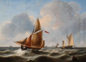 Ships At Sea by Johannes Christiaan Schotel