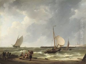 Woelende Zee: Sailing Vessels Approaching A Shore Woelende Zee: Sailing Vessels Approaching A Shore