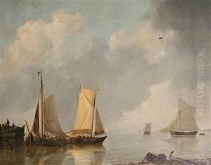 Shipping On A Calm Sea by Johannes Christiaan Schotel