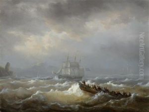 Segelschiffe Und Rettungsboote by Johannes Christiaan Schotel