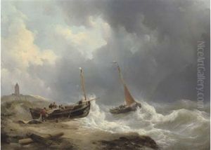 Fishing Smacks In The Breakers Off The Dutch Coast
