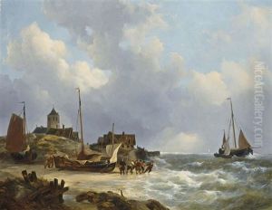 Fishermen On The Beach Near Egmond