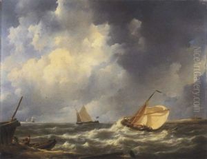 Voiliers Sur Une Mer Agitee Voiliers Sur Une Mer Agitee