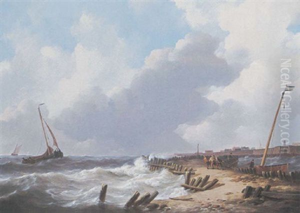 Shipping In Choppy Waters, Dordrecht In The Distance - view 1