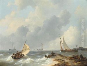 Shipping In High Seas by Johannes Christiaan Schotel
