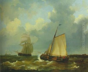 Busy Shipping Lanes Off The Dutch Coast by Johannes Christiaan Schotel