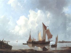 Shipping Vessels In A Estuary