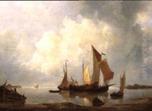 Bateaux Sur Mer Calme, Pres Du Rivage by Johannes Christiaan Schotel
