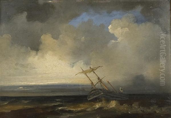 Ship In Stormy Sea - view 1
