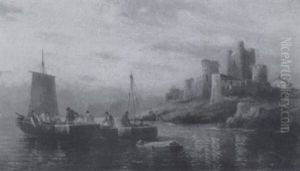 Coastal Landscape With Fishermen by Albert Schoth