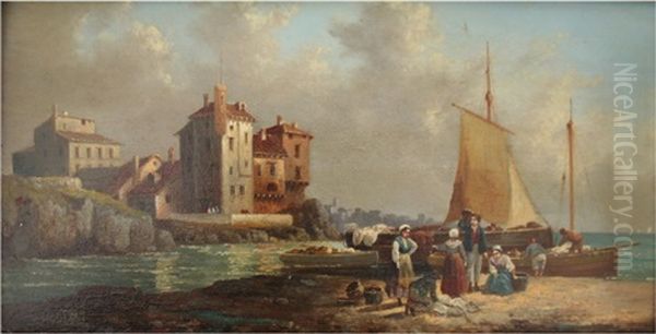 Fisherfolk By A Town (2 Works) - view 1