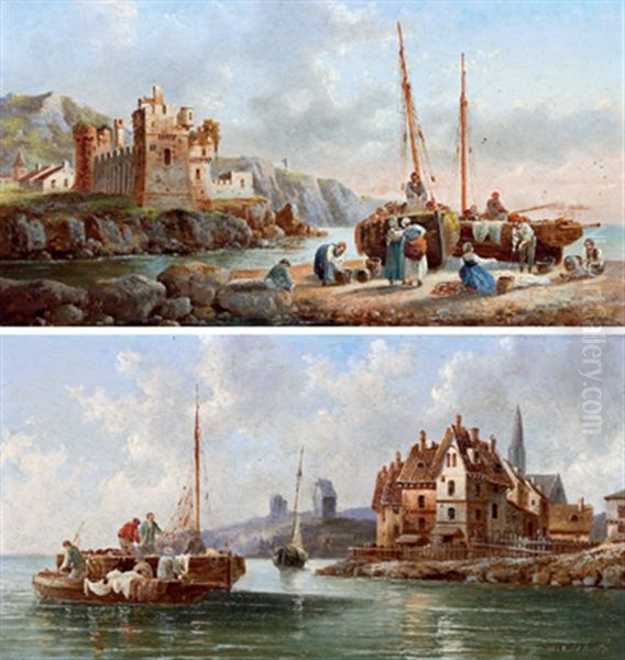 Fischer An Der Kuste Beziehungsweise Fischersfrauen Am Strand - view 1