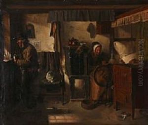 Interior Fra En Bondestue by Ludvig Abelin Schou