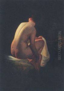 Portraet Af Nogen Sidevendt Kvinde, Siddende Pa En Sten I Skoven by Ludvig Abelin Schou