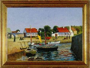 Parti Fra Havnen Ved Gudhjem Parti Fra Havnen Ved Gudhjem