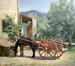 Donkey Cart At Settignano, Italy