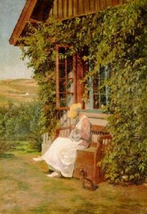 Sewing In The Morning Light by Sigurd Soelver Schou