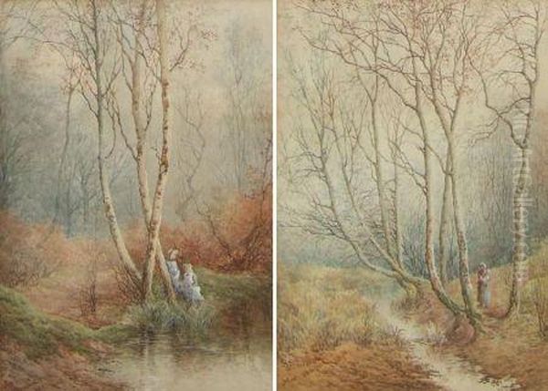 Figures In Autumn Wooded Landscapes - view 1