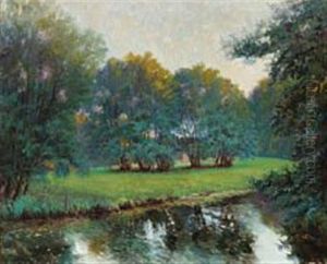 Landscape With Trees And A Stream by Pablo (Poul) Schouboe