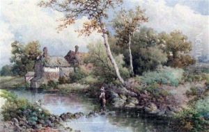 Figure On Stepping Stones by Stephen J. Bowers