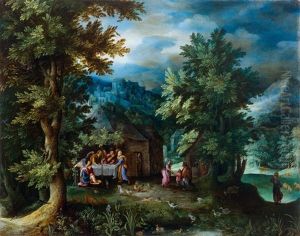 Forest Landscape With Abraham Being Visited By Three Angels Forest Landscape With Abraham Being Visited By Three Angels