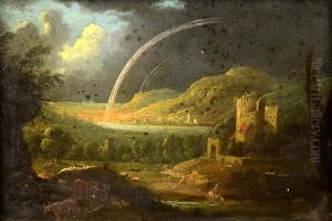 Landscape With Herdsmen And A Castle Remains by Pieter Schoubroeck