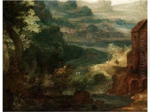 Baumlandschaft Mit Flusstal, Ruine Und Figurenstaffage
