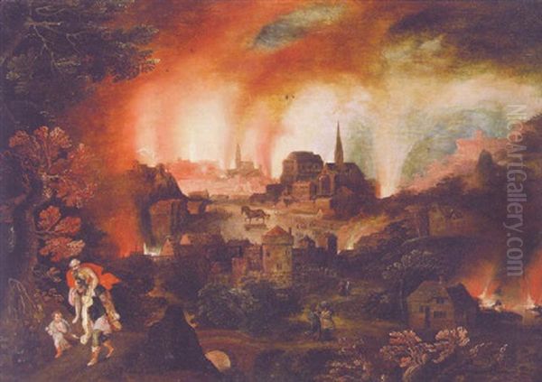 Aeneas Carrying His Father From Burning Troy - view 1