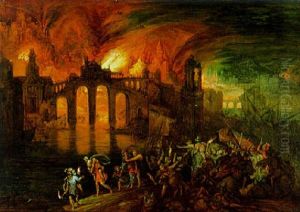 Aeneas Tragt Seinen Vater Aus Dem Brennenden Troja by Pieter Schoubroeck