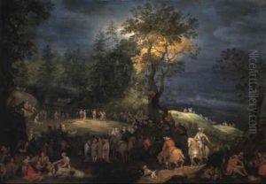 St. John The Baptist Preaching To The Multitude by Pieter Schoubroeck