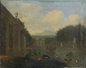Canards Le Long D'un Canal Dans Un Parc Classique by Aert Schouman