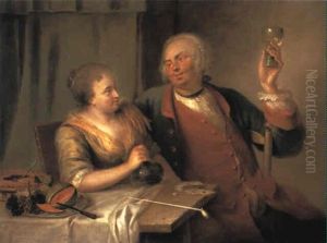 Couple Carousing In A Tavern by Aert Schouman