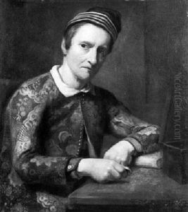 A Portrait Of A Seated Man In An Embroidered Silk Jacket Seated At A Table by Aert Schouman