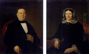 Portrait Of A Lady (+ Portrait Of A Gentleman; Pair) by Izaak Schouman