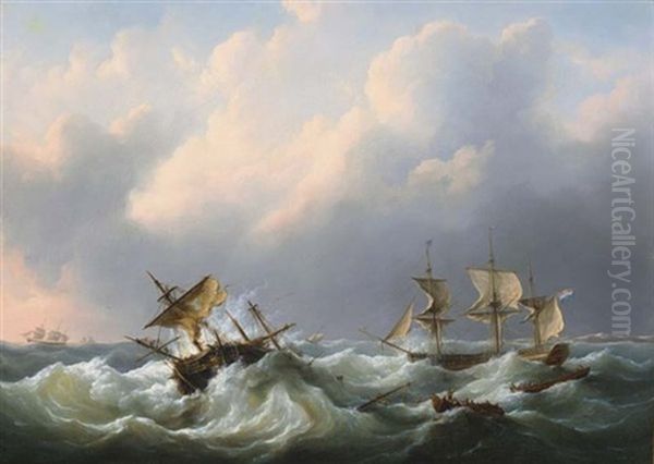 A Dutch Brig Coming To The Aid Of A Frigate In Distress - view 1