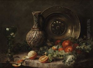 Stilleben Med Frukter, Remmare Och Krus by Cornelia Schouten