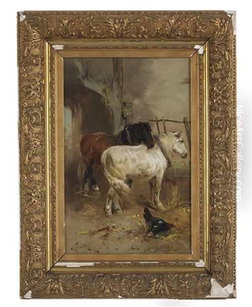 Horses In A Barn - view 1