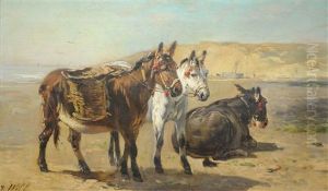 Les Anes Sur La Plage by Henry Schouten