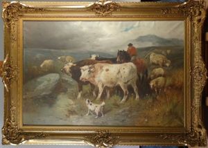 Troupeau De Vaches Et Fermier A Cheval