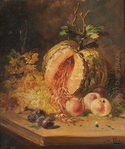 Composition Aux Melon, Peches Et Raisins Composition Aux Melon, Peches Et Raisins