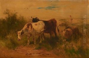 Vaches Et Moutons En Bord De Mer. Vaches Et Moutons En Bord De Mer.