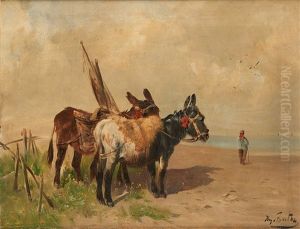 Deux Anes Sur La Plage. by Henry Schouten