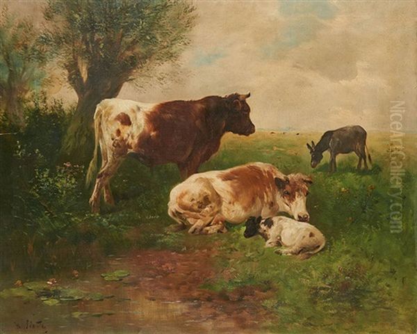Vaches Et Ane Au Pre - view 1