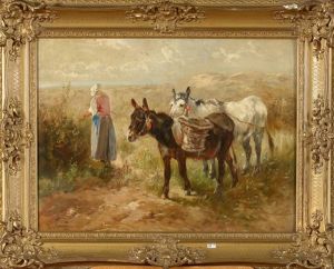 Fermiere Et Ses Anes Dans Les Dunes