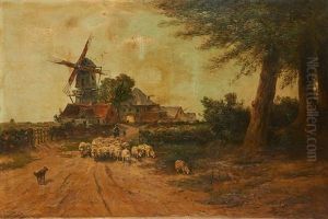 Berger Conduisant Son Troupeau Au Paturage by Henry Schouten