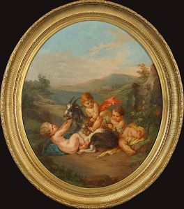 Chevre Et Trois Efants Dans Un Paysage Chevre Et Trois Efants Dans Un Paysage