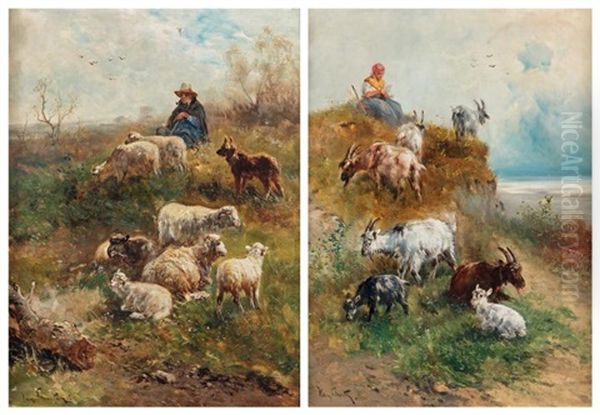 Berger Et Son Troupeau Et Bergere Et Son Troupeau (pair) - view 1